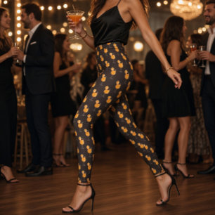 Aperol Spritz Cocktail Pattern Leggings