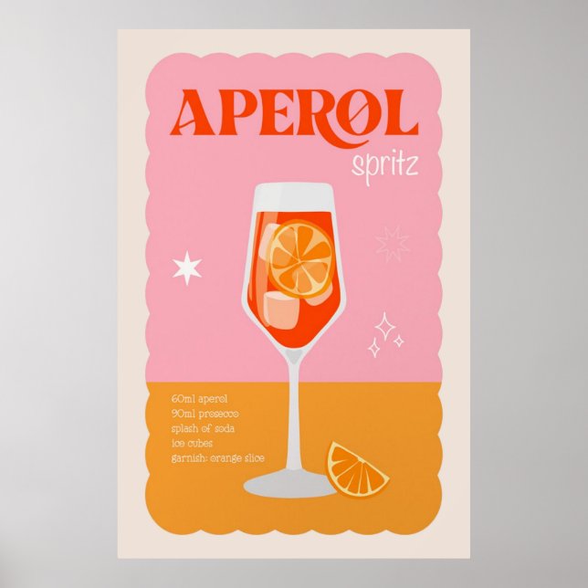 Aperol Spritz Cocktail Poster (Front)