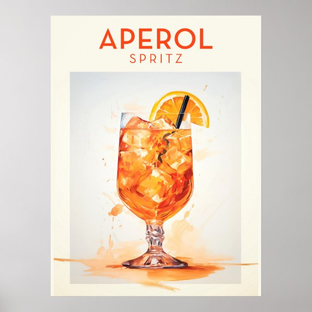 Aperol Spritz Cocktail Retro Poster (Front)