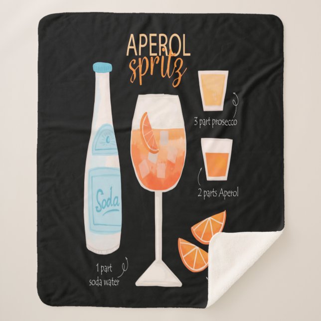 Aperol Spritz Cocktail Sherpa Blanket (Front)