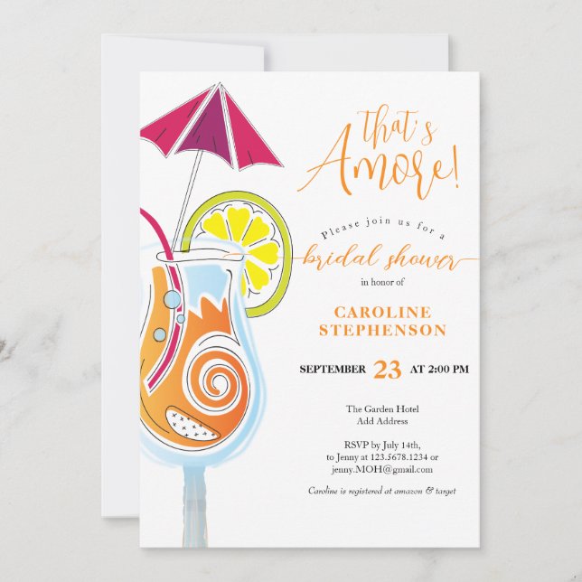 Aperol Spritz Cocktail Simple Script Bridal Shower Invitation (Front)