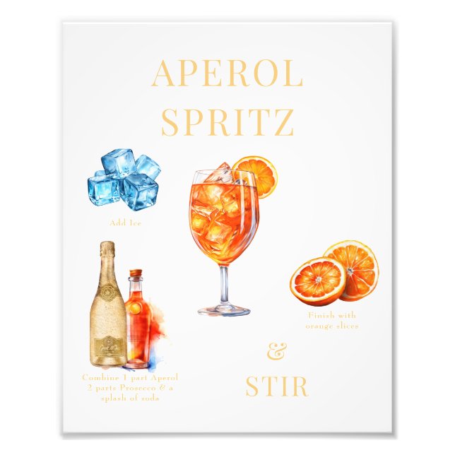 Aperol Spritz Drink Photo Print (Front)
