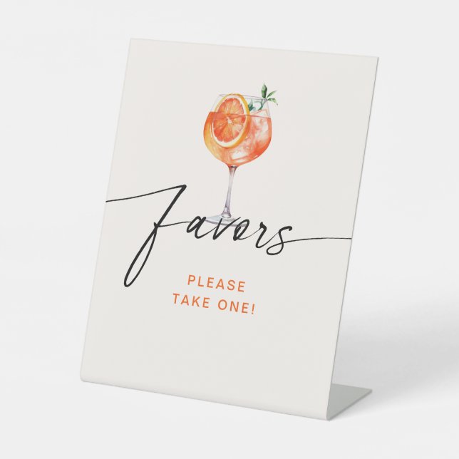 Aperol Spritz Favours Bridal Shower Pedestal Sign (Front)