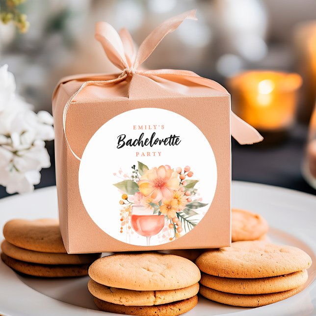 Aperol Spritz Floral Bachelorette Party Classic Round Sticker (Creator Uploaded)
