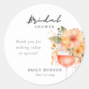 Aperol Spritz Floral Bridal Shower Classic Round Sticker