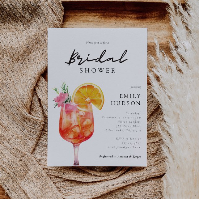 Aperol Spritz Floral Bridal Shower Invitation (Creator Uploaded)