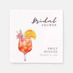 Aperol Spritz Floral Bridal Shower Napkin
