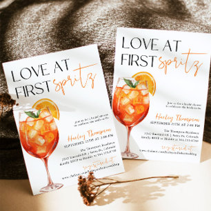 Aperol Spritz, Love At First Spritz Bridal Shower Invitation