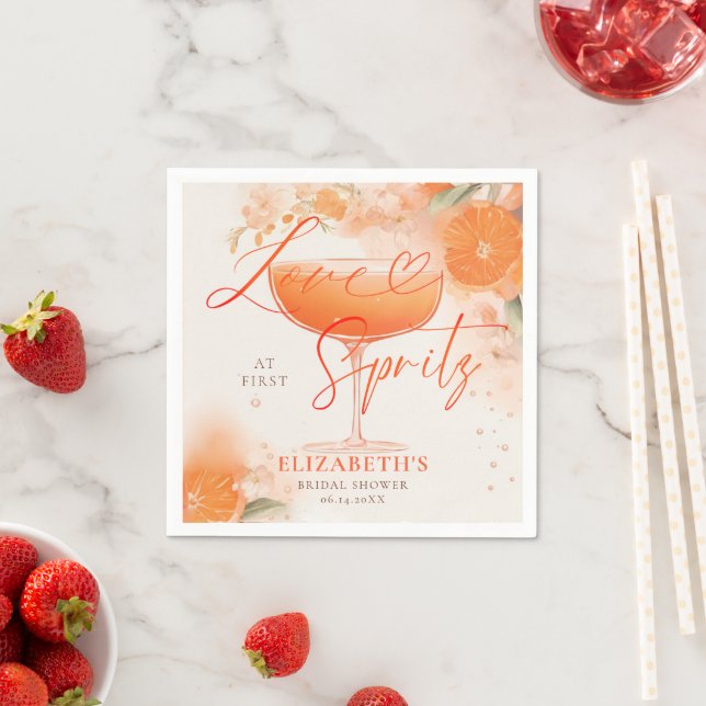 Aperol Spritz Love Citrus Floral Bridal Shower Napkin (Insitu)