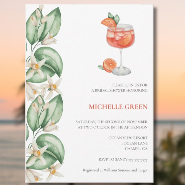 Aperol Spritz Orange Bridal Shower Invitation QR (Creator Uploaded)