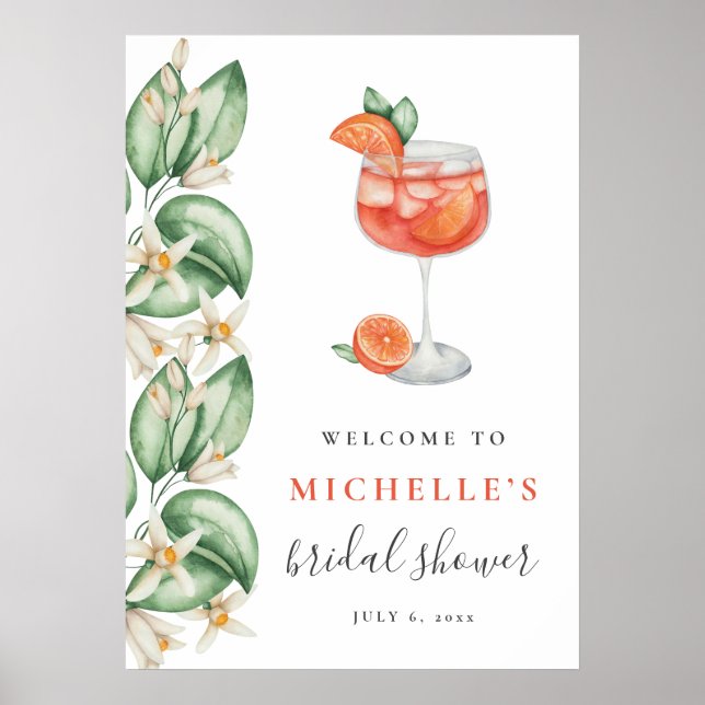 Aperol Spritz Orange Bridal Shower Welcome Sign (Front)