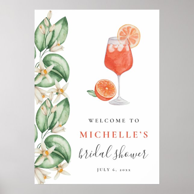 Aperol Spritz Orange Bridal Shower Welcome Sign (Front)