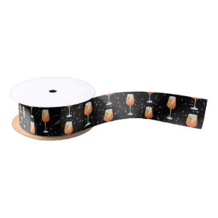 Aperol Spritz Pattern Satin Ribbon