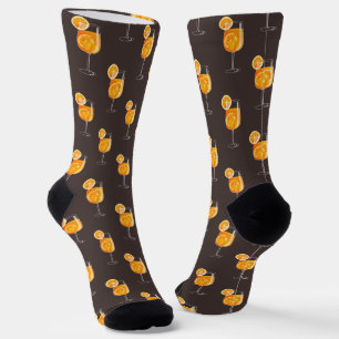Aperol Spritz Pattern Socks – Fun Cocktail Drink 