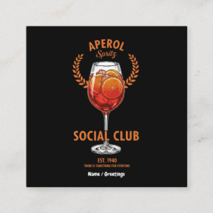 Aperol Spritz Social Club Funny Cute Drinks Design Square Business Card