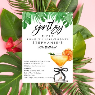 Aperol Spritz Tropical Cocktail Chic 50th Birthday Invitation