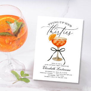 Aperol Spritz Tying Up Her Thirties Birthday Invitation