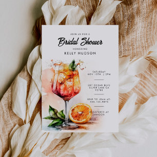 Aperol Spritz Watercolor Bridal Shower Invitation