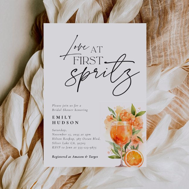 Aperol Spritz Watercolor Bridal Shower Invitation (Creator Uploaded)