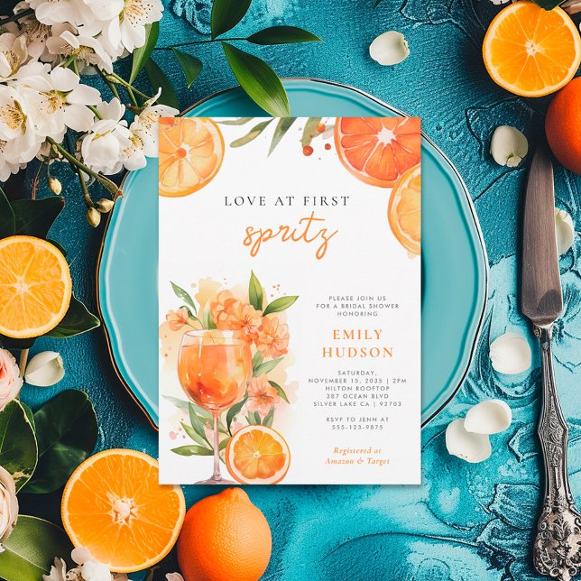 Aperol Spritz Watercolor Bridal Shower Invitation (Creator Uploaded)