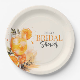 Aperol Spritz Watercolor Bridal Shower Paper Plate