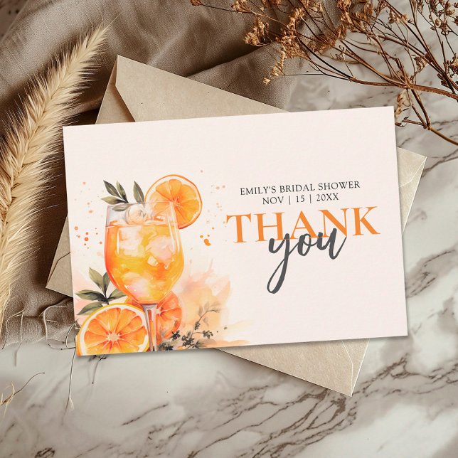 Aperol Spritz Watercolor Bridal Shower Thank You Card (Creator Uploaded)