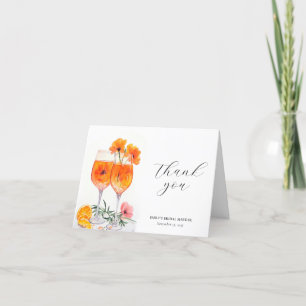 Aperol Spritz Watercolor Bridal Shower Thank You Card