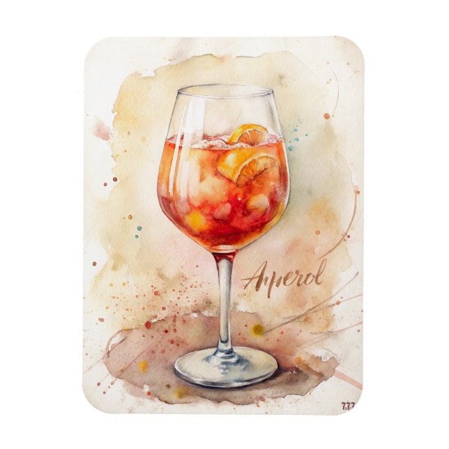 Aperol Spritz Watercolor Painting  Magnet (Vertical)