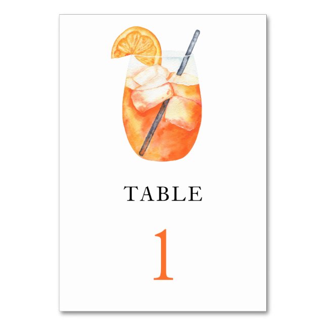 Aperol spritz - wedding table number (Front)