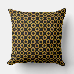 Aperture Pattern - Golden on Black Cushion