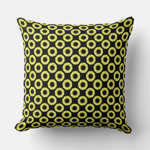 Aperture Pattern - Light Yellow on Black Cushion