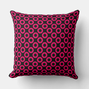 Aperture Pattern - Neon Red on Black Cushion