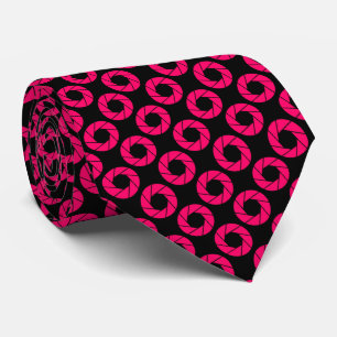 Aperture Pattern - Neon Red on Black Tie