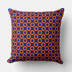 Aperture Pattern - Orange on Deep Navy Cushion