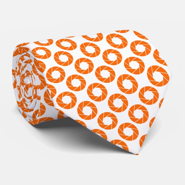 Aperture Pattern - Orange on White Tie (Rolled)