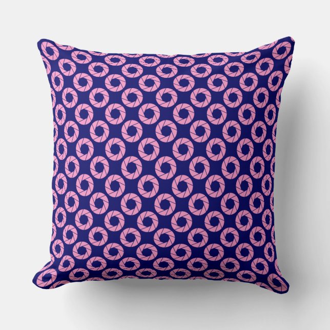 Aperture Pattern - Pink on Deep Navy Cushion (Front)