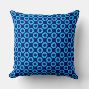 Aperture Pattern - Sky Blue on Deep Navy Cushion
