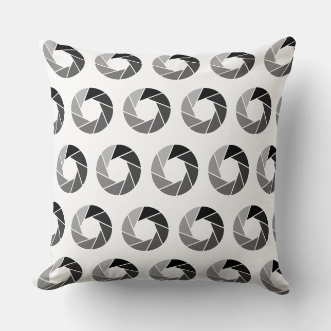 Aperture Pattern - Tones on White Cushion (Front)