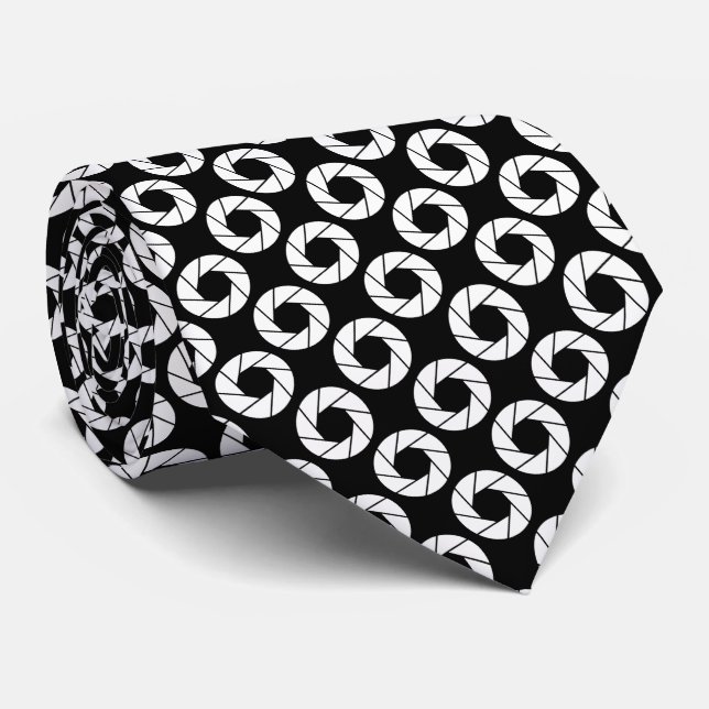 Aperture Pattern - White on Black Tie (Rolled)