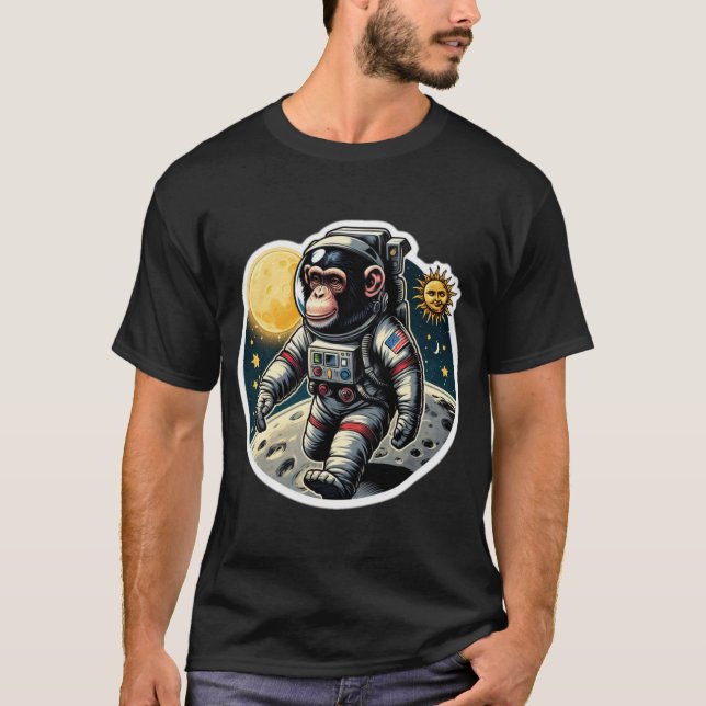 APES IN SPACE-WALKING ON THE MOON 10 T-Shirt (Front)