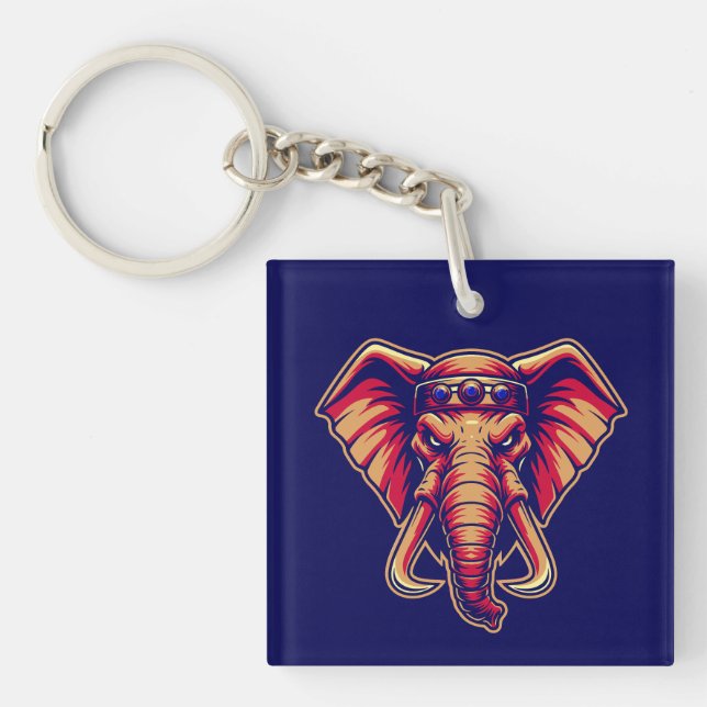 Apex Pachyderm - Navy Blue and Orange Edition Key Ring (Front)