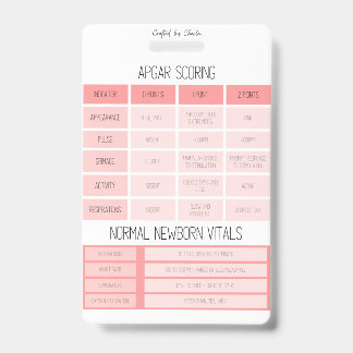 APGAR and NRP Reference Nurse Badge ID Badge