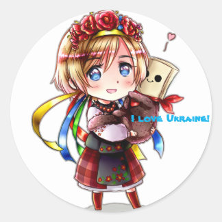 APH chibi Ukraine with turcat Classic Round Sticker