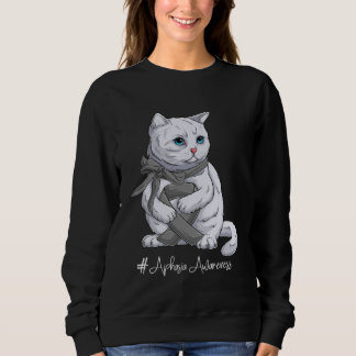 Aphasia Awareness Month Gray Ribbon Cat Sweatshirt