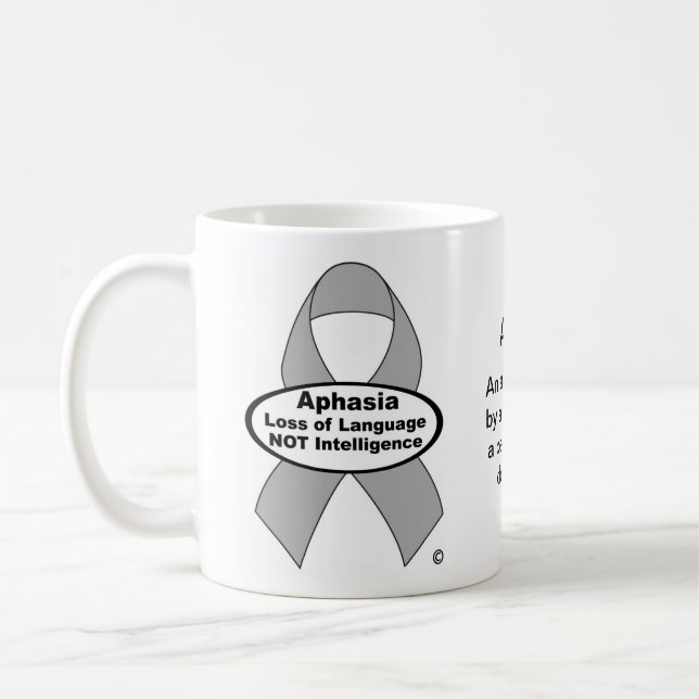 Aphasia Awareness Silver Ribbon Product Coffee Mug (Left)