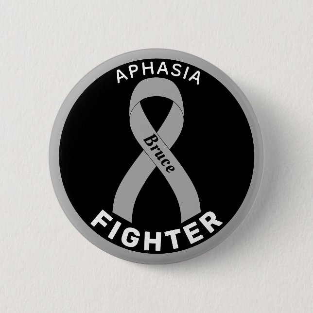 Aphasia Fighter Ribbon Black Button (Front)