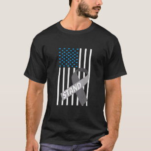 Aphasia Usa Flag Grey Ribbon Aphasia Awareness T-Shirt