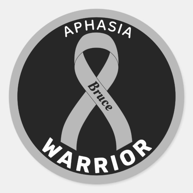 Aphasia Warrior Ribbon Black Round Sticker (Front)