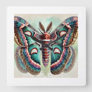 Aphelia Moth 130724IREF125 - Watercolor Square Wall Clock