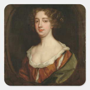 Aphra Behn (1640-89) (oil on canvas) Square Sticker